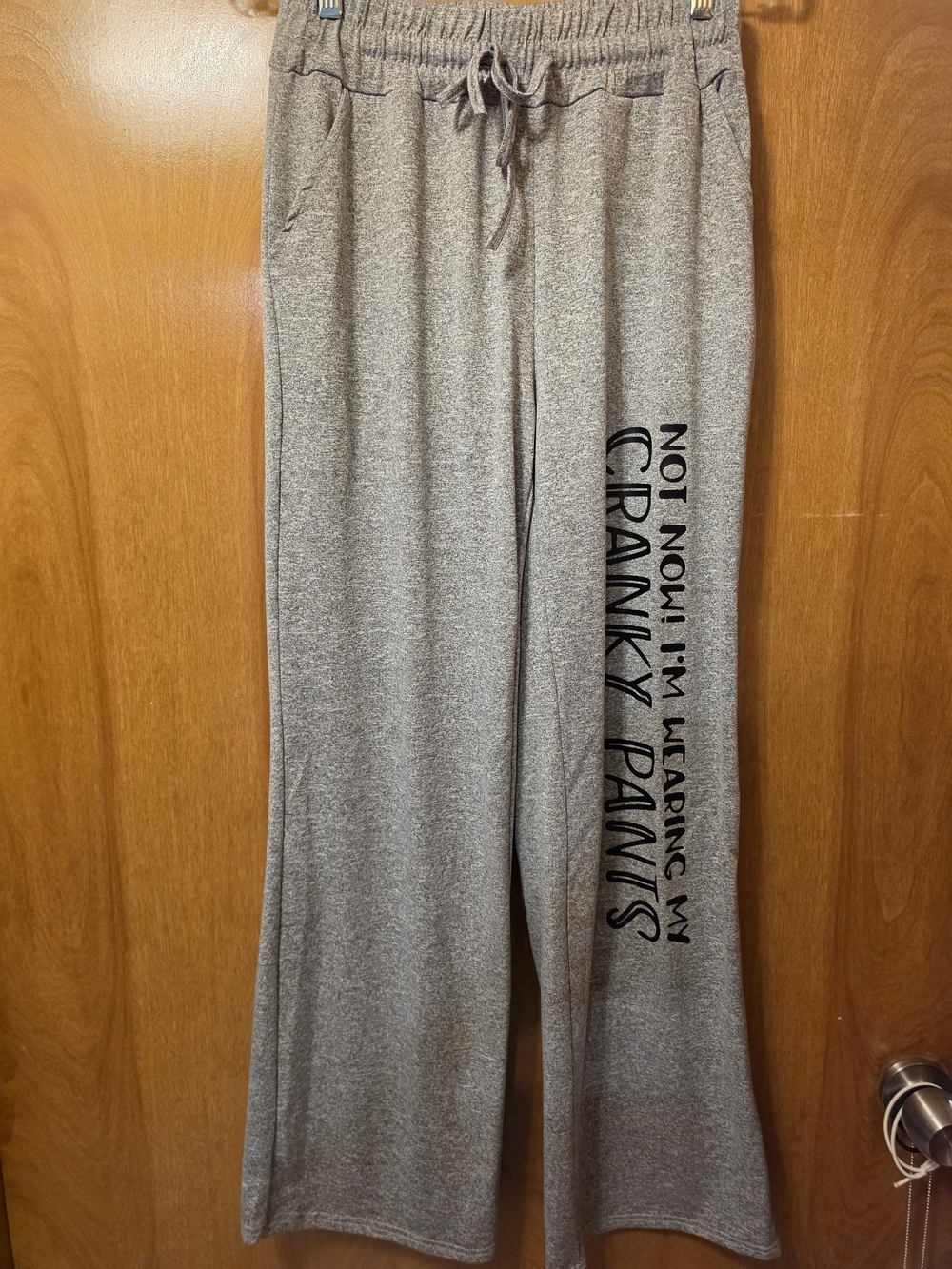 Wide Leg Graphic Pants in Gray Medium Cranky Pants